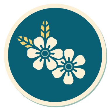 Geleneksel çiçek stiliyle dövme çıkartması