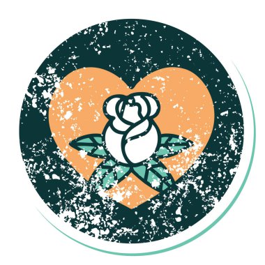 Bir kalp ve çiçeğin sembolik kederli dövme görüntüsü