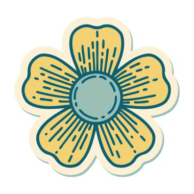 Geleneksel bir çiçek stiliyle dövme çıkartması