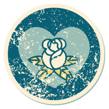 Bir kalp ve çiçeğin sembolik kederli dövme görüntüsü