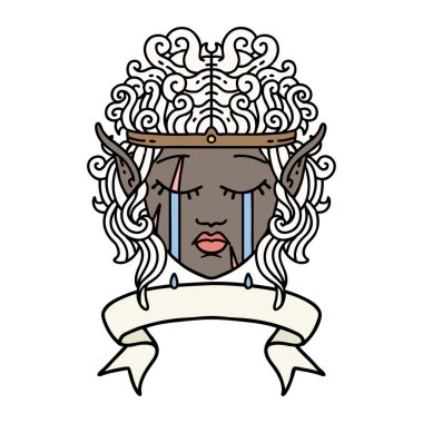 Retro Dövme Tarzı Ağlayan Elf Barbar karakter yüzü