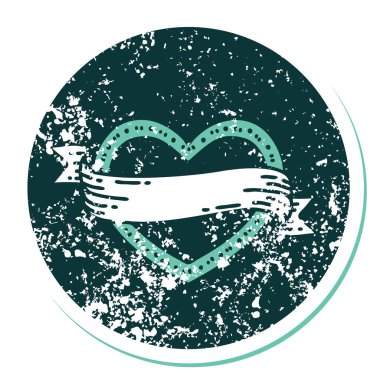 ikonik sıkıntılı çıkartma dövme stili bir kalp ve bayrak