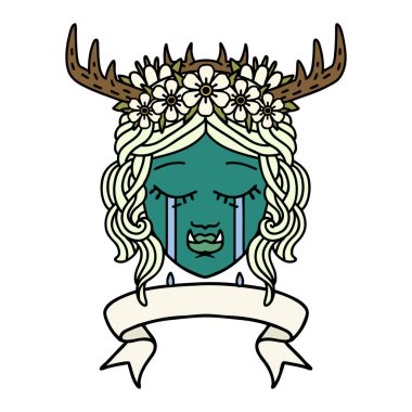 Retro Dövme Biçimi Ağlayan Ork Druid karakter yüzü