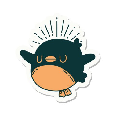 Dövme stili kanat çırpan robin çıkartması