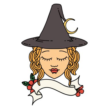 Retro Dövme Tarzı İnsan Cadı Yüzü