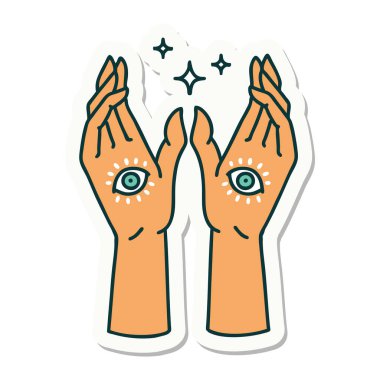 Geleneksel mistik eller stiliyle dövme çıkartması