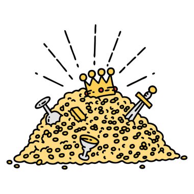 Geleneksel dövmeli altın yığını.