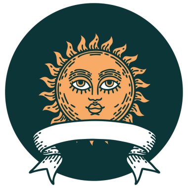 Yüzü güneşli bir dövme simgesi