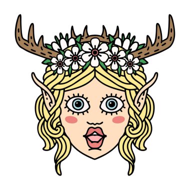 Retro Dövme Biçimli Elf Karakter Yüzü