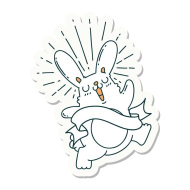 Zıplayan tavşan dövmesi çıkartması.