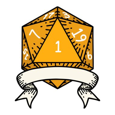 Retro Dövme Biçimi Doğal bir d20 zar atma