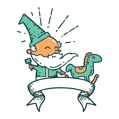 Dövme stili Noel Baba karakterli parşömen oyuncağı.