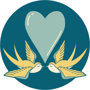 Kırlangıçların ve bir kalbin ikonik dövme görüntüsü