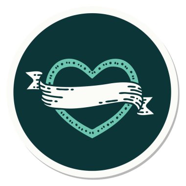 Geleneksel kalp ve bayrak stiliyle dövme çıkartması