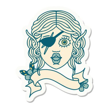 Cüce karakter suratlı bir elf çıkartması