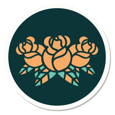 Geleneksel bir çiçek buketi stiliyle dövme çıkartması