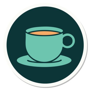 Geleneksel kahve stili dövme çıkartması.