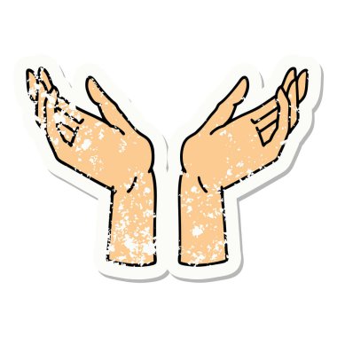 Geleneksel bir açık el stili yapıştırmalı dövme.