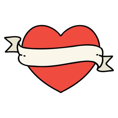 kalp ve bayrak şeklinde geleneksel bir dövme.