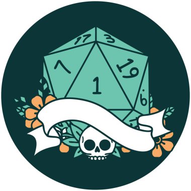 Doğal bir d20 zar atma simgesi