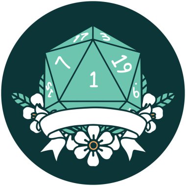 Doğal bir d20 zar atma simgesi