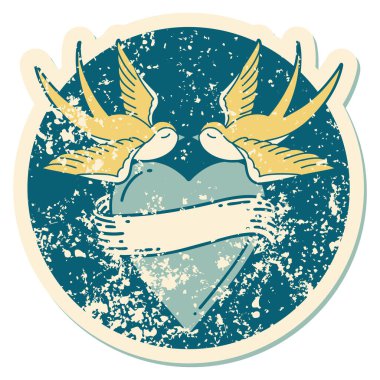 Kırlangıçların sembolik dövmesi ve sancaklı bir kalp.