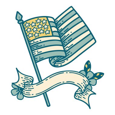 Amerikan bayrağının bayrağıyla geleneksel dövme