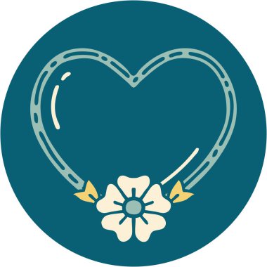 Bir kalp ve çiçeğin ikonik dövme şekli