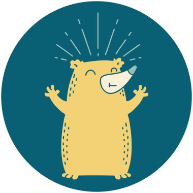 Dövme stili mutlu ayının simgesi