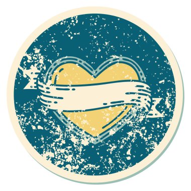 ikonik sıkıntılı çıkartma dövme stili bir kalp ve bayrak