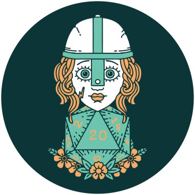 Doğal 20 D20 zarlı insan dövüşçüsü simgesi