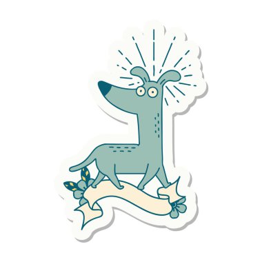 Dövme stili süpriz köpek çıkartması.