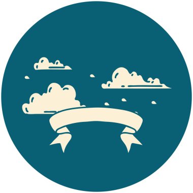 Yüzen bulutların dövme stili simgesi