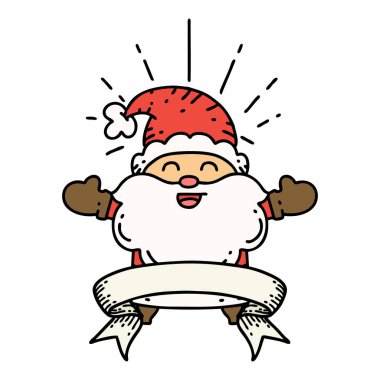 Dövme stili parşömen mutlu noel baba karakteri