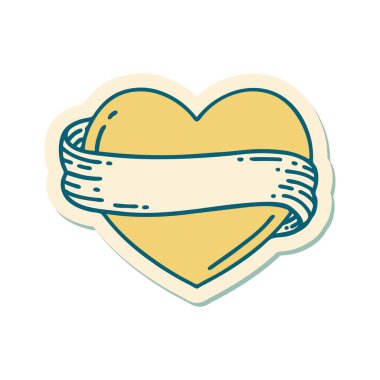 Geleneksel kalp ve bayrak stiliyle dövme çıkartması