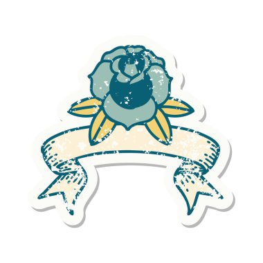 Üzerinde çiçek bayrağı olan eski bir etiket.