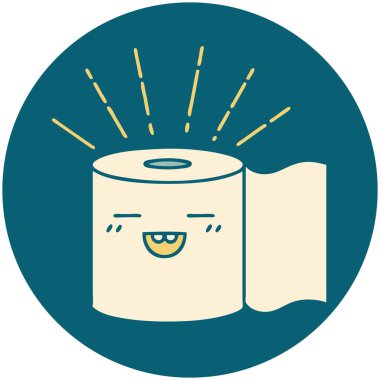 Dövme stili tuvalet kağıdı karakteri simgesi