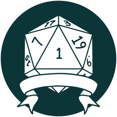 Doğal bir d20 zar atma simgesi