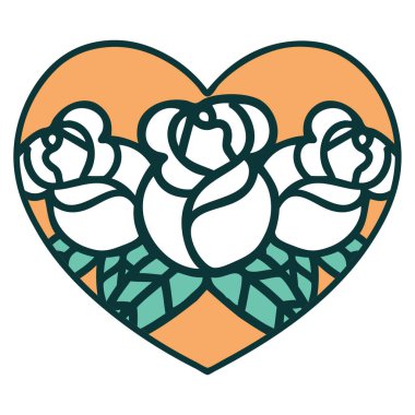 Bir kalp ve çiçeğin ikonik dövme görüntüsü