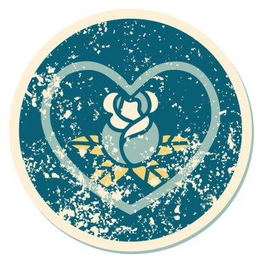 Bir kalp ve çiçeğin sembolik kederli dövme görüntüsü