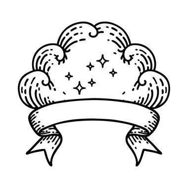 Bulutlu geleneksel siyah çizgi dövmesi