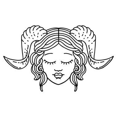 Siyah ve Beyaz Dövme Çizim Biçimi Karakter Yüzü