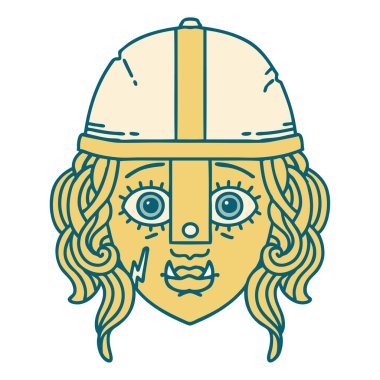 Retro Dövme Biçimli Ork savaşçı yüzü