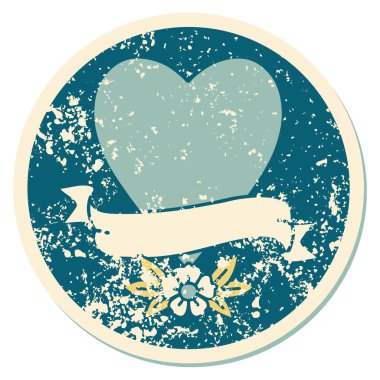 ikonik sıkıntılı çıkartma dövme stili bir kalp ve bayrak