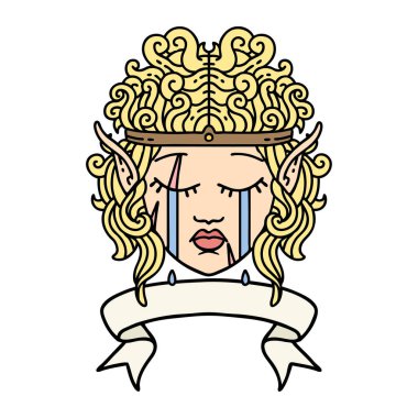 Retro Dövme Tarzı Ağlayan Elf Barbar karakter yüzü