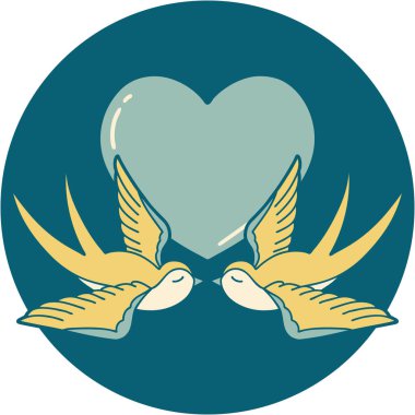 Kırlangıçların ve bir kalbin ikonik dövme görüntüsü