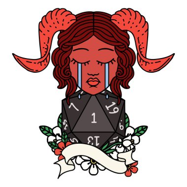 Retro Dövme Biçimi ağlama Doğal bir D20 rulo ile döşeme