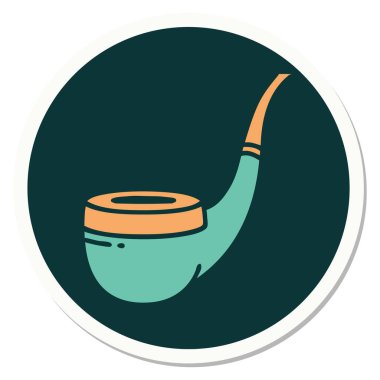 Geleneksel sigara piposu stiliyle dövme çıkartması.