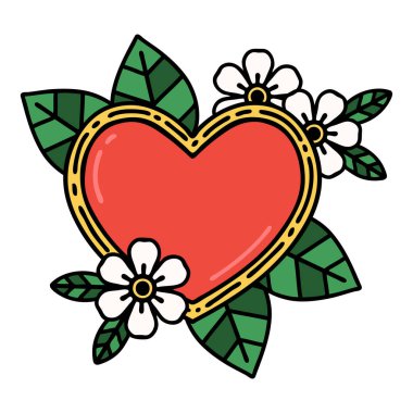 Botanik kalp şeklinde geleneksel bir dövme.