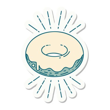 Dövme stili buzlu çörek çıkartması.